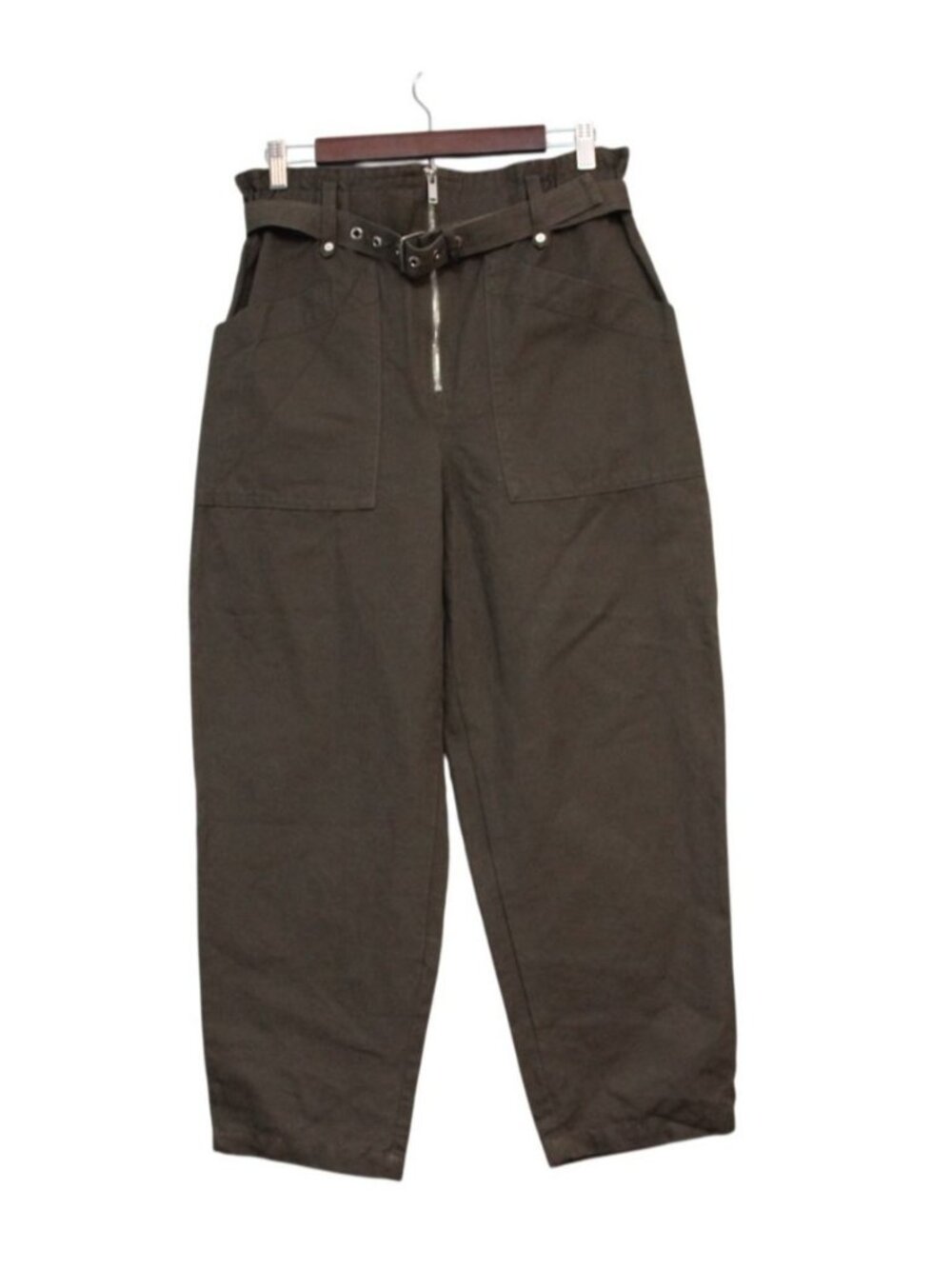 NWT Banana Republic Canvas Paperbag Pants 8 Petite Crop Linen Utilitarian Belted